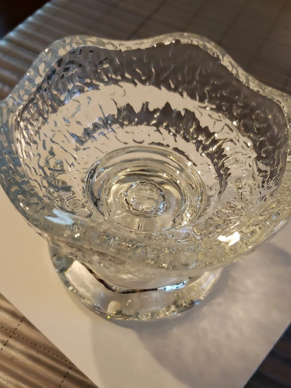 Anchor Hocking Clear Textured Glass MCM Reversible Candle Holder